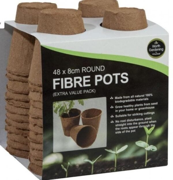 Garland - 48 x 8cm Round Fibre Pots - Value Pack - W0304